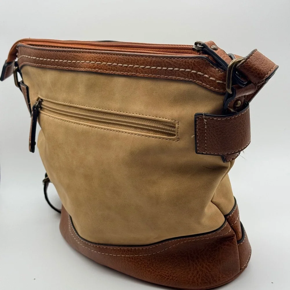 Concept Tan Brown Crossbody Bag Boho Slouch Faux Leather Shoulder Purse